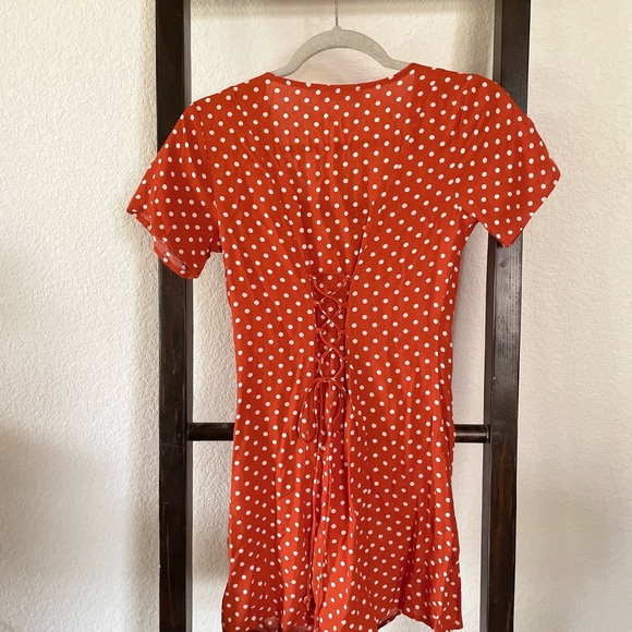 Orange & white polka dot dress size Xs - Picture 2 of 3